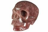 Realistic, Carved Strawberry Quartz Crystal Skull #150857-2